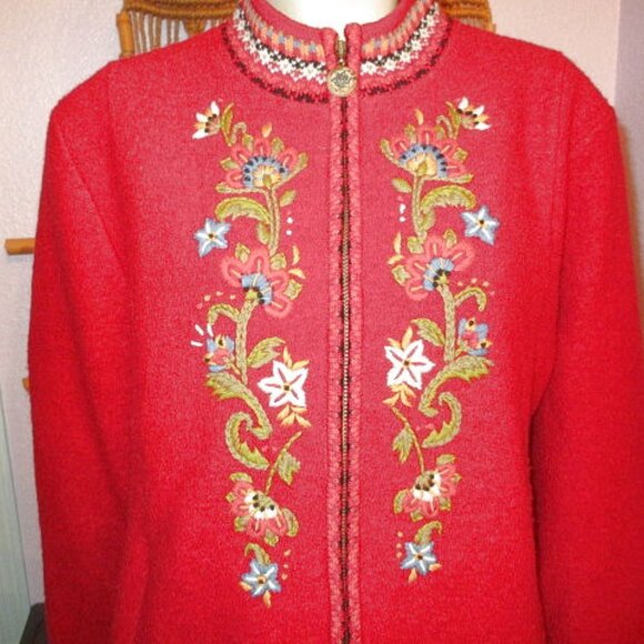 Vtg Icelandic Design Cardigan Sweater Size XL Wool Lined Full Zip Cabincore 90s - Picture 3 of 12